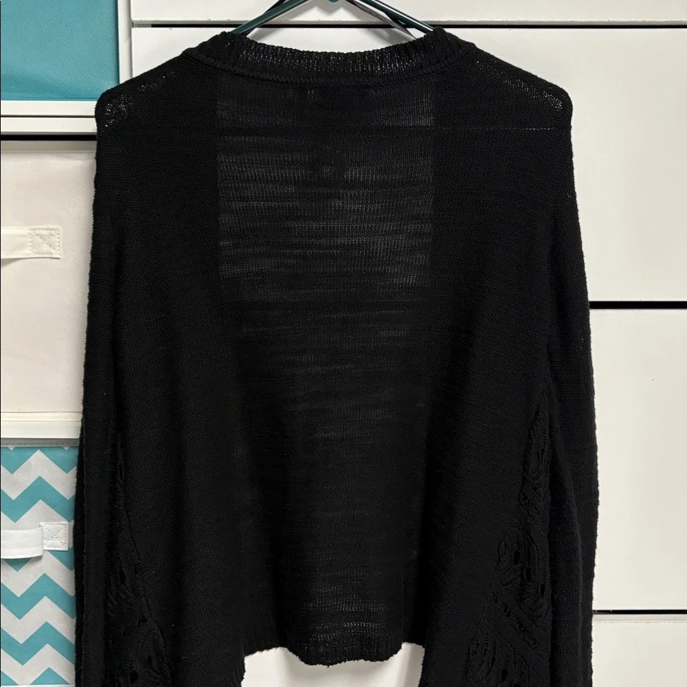 Crochet detail-Black Cardigan Sweater. Women’s Small. Excellent condition.